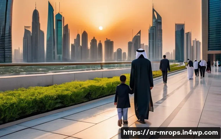 부동산 사이클의 경제적 파급효과 연구 - A breathtaking, wide-angle shot of a futuristic Arab metropolis at sunset. Glimmering skyscrapers wi...