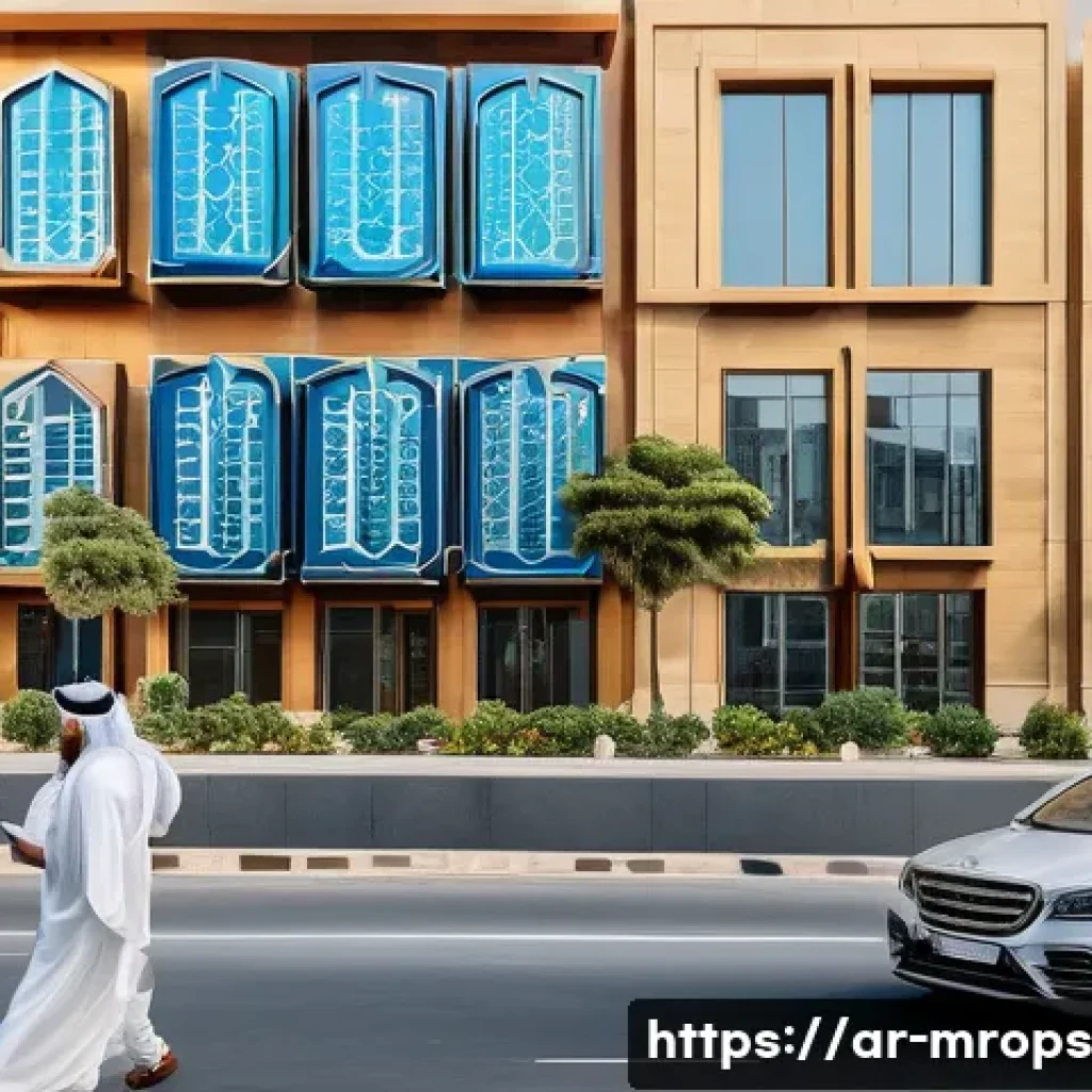 부동산 시장 사이클의 영향력 있는 연구 논문 - A modern Middle Eastern urban real estate market scene during an economic boom, showing diverse mult...